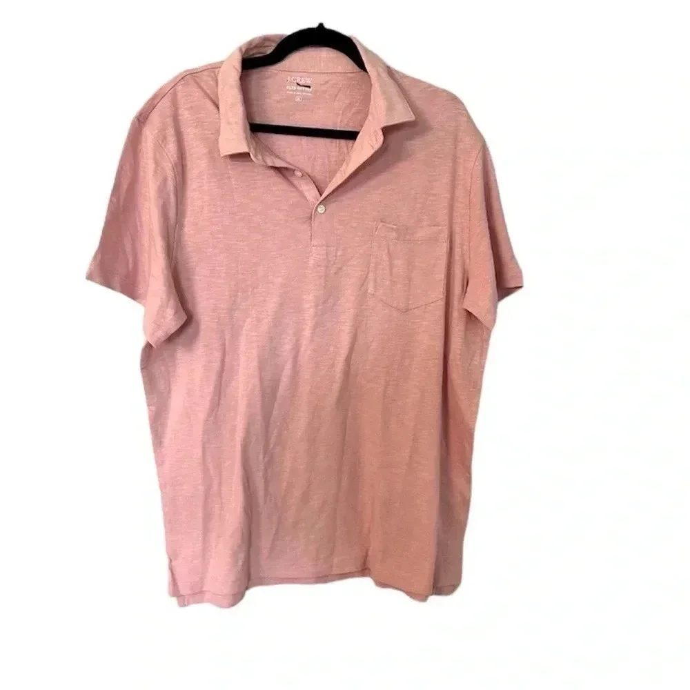J. Crew Men's Slub Cotton Jersey Pocket Polo Shirt in Coral Reef Size: XL NWT